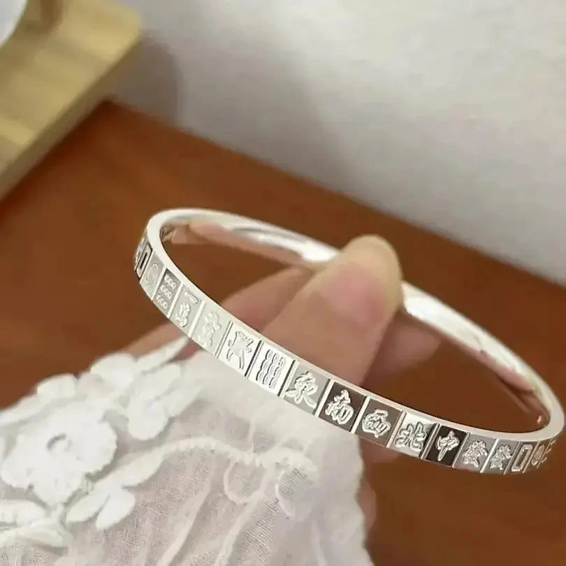 999.9银麻将手镯十三幺实心闭口镯
