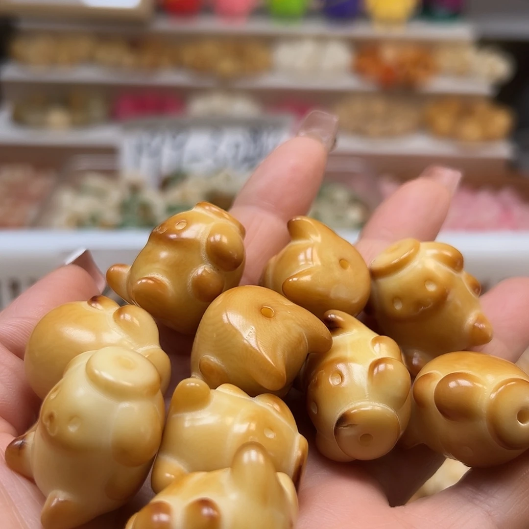 手串菩提根/象牙果微瑕卡26左右炭烧不丁狗10颗有裂