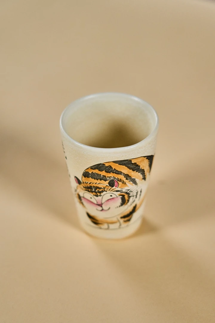 景德镇高温颜色釉手绘虎墩墩茶杯特色功夫茶具主人杯