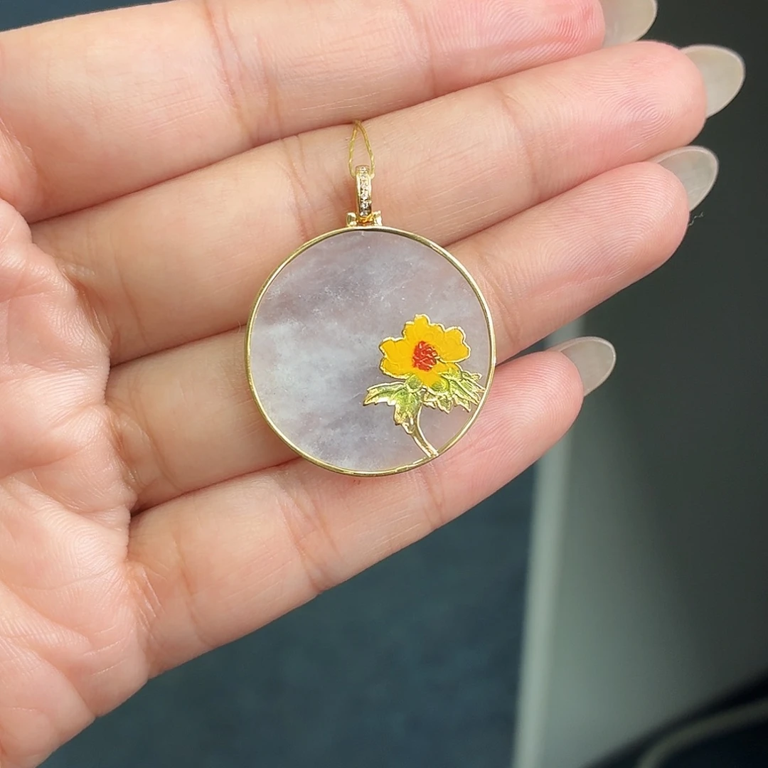 翡翠18K金镶嵌颈饰