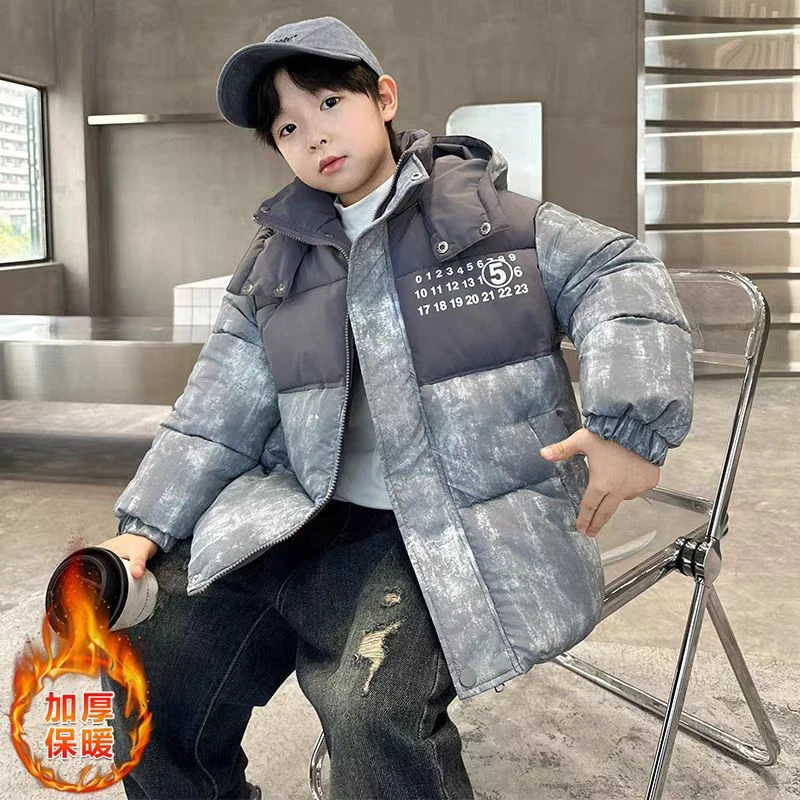 502028童装男童棉服2024冬儿童加棉加厚宝宝冬季潮酷上衣连帽外套