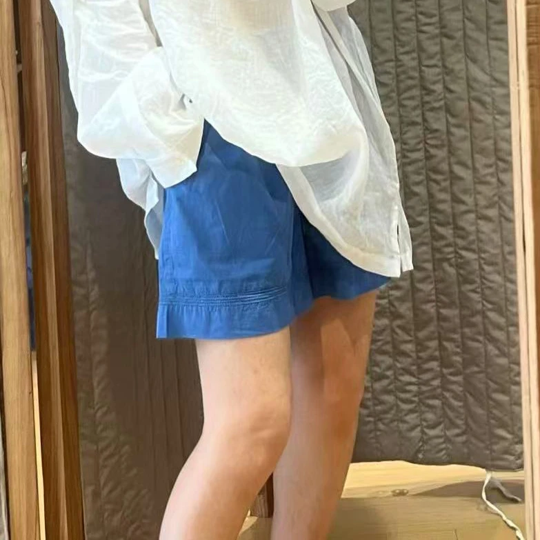 【竹外知时】活力加满清爽的蓝色全棉短裤
