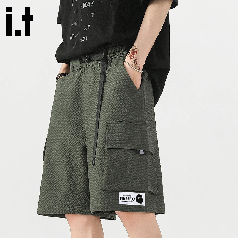 it FINGERCROXX夏季短裤男士薄款2025新款军旅绿五分裤宽松休闲裤