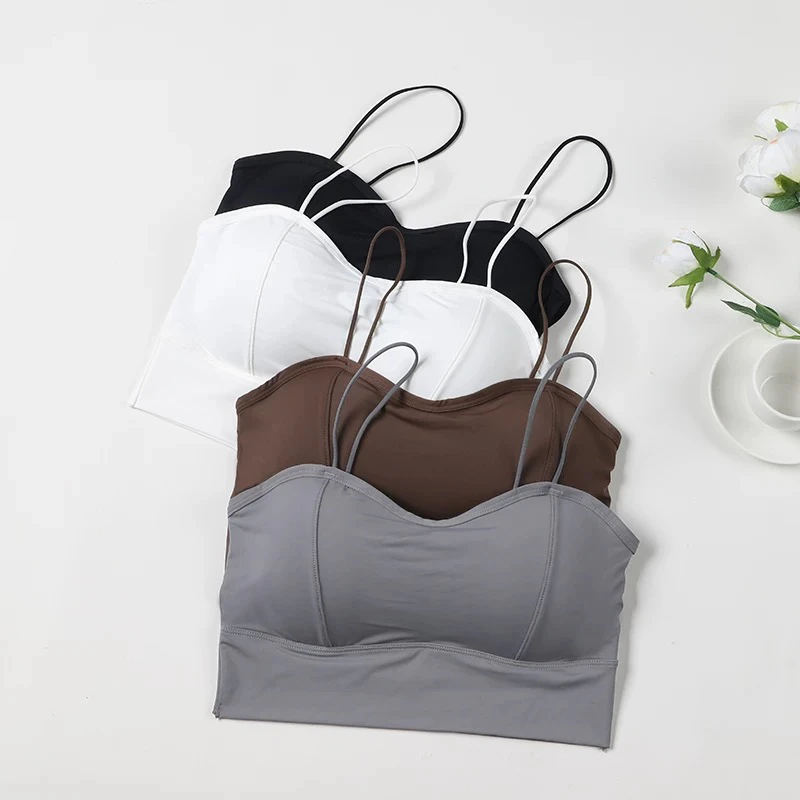 MosesQueen/魔西女王冰丝无痕内衣女加厚聚拢胸垫可拆卸吊带背心