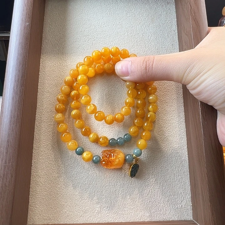 蜜蜡未镶嵌手链8mm蜜蜡手串