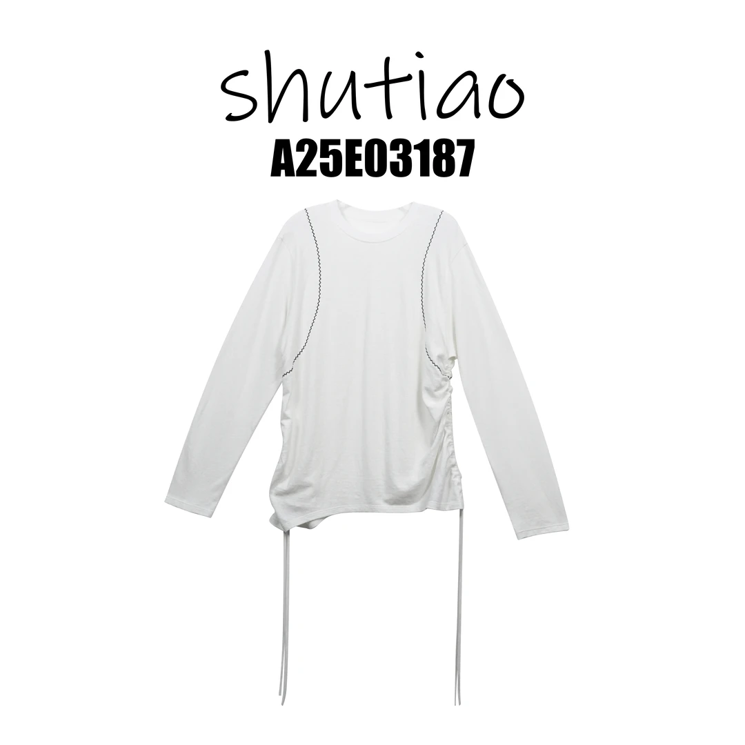【SHUTIAO】2025夏季：新款小众设计款T恤A25E03187