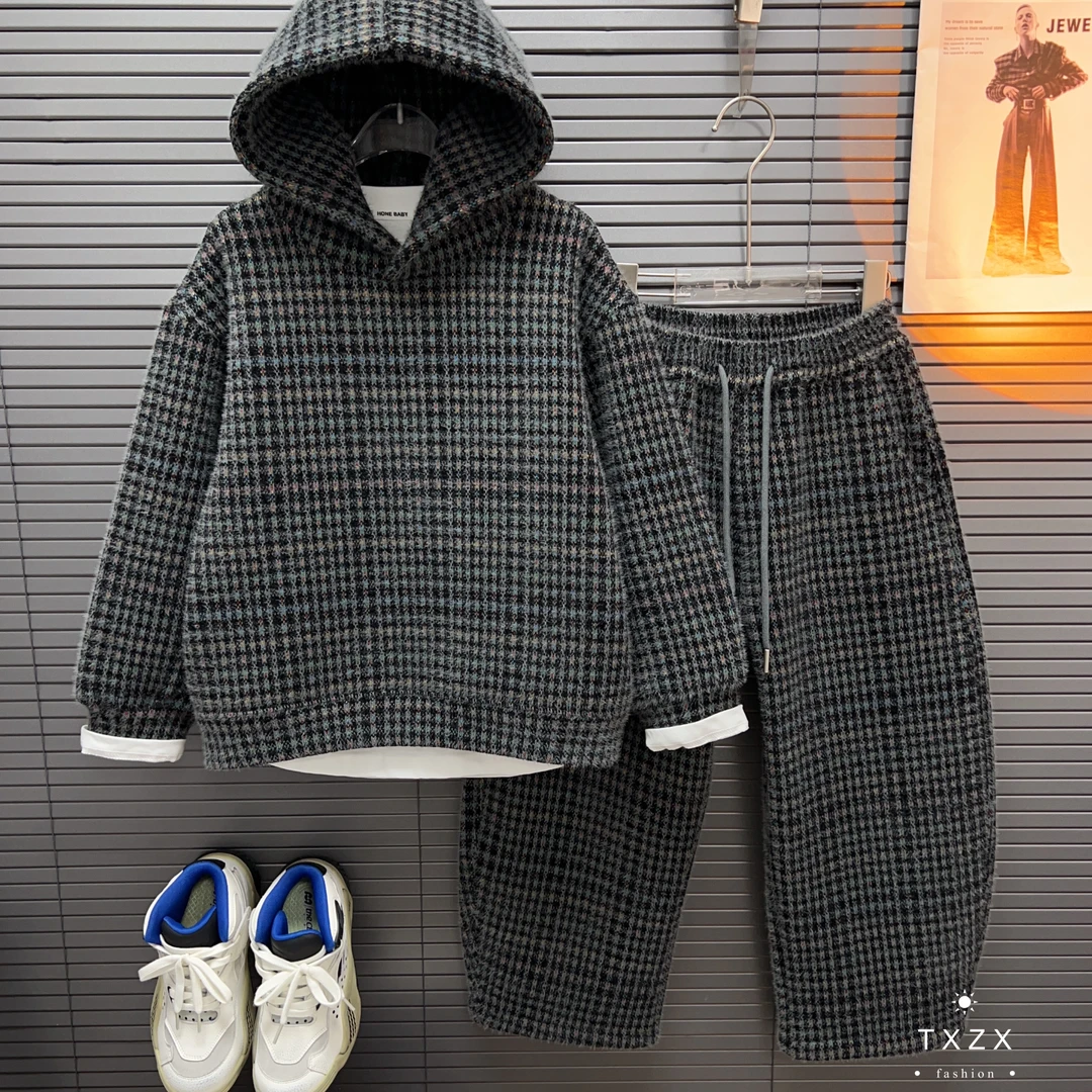 TX-25DY215冬季新款轻奢高端中大童亲子时尚加绒加厚卫衣休闲套装