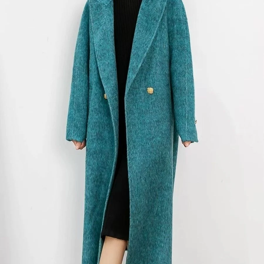 1号紫梵甄选外套长款双面毛呢气质小个子洋气时尚宽松中长款韩版