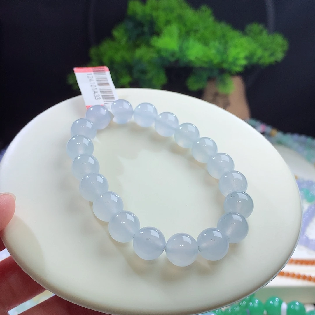 未镶嵌手串翡翠冰清玉洁！卡10mm