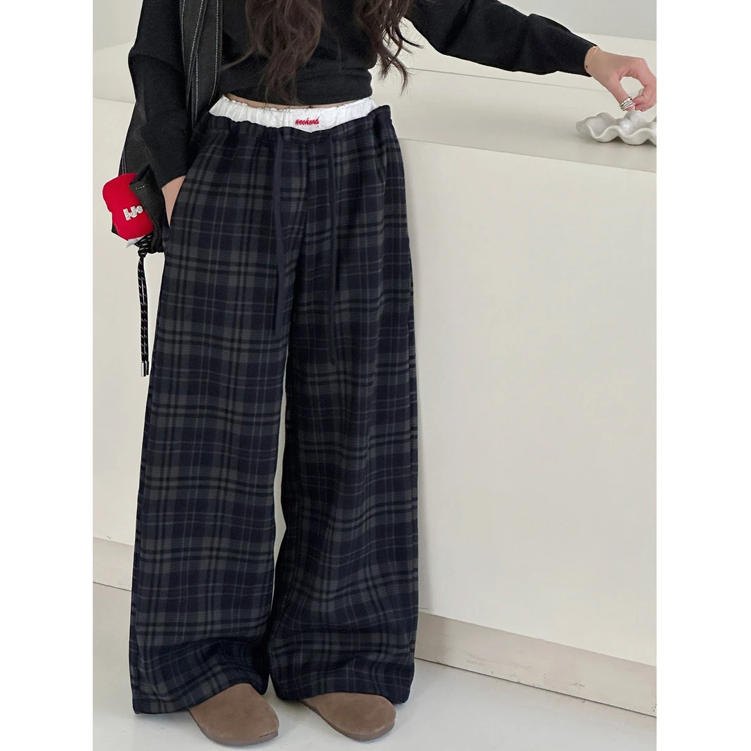 K29513孙小美潮流女童格子休闲裤2025秋装新款儿童裤子春秋阔腿裤