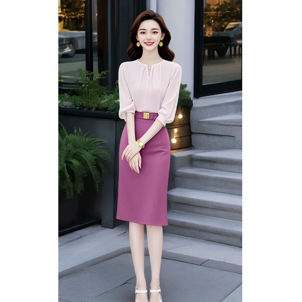 早春搭配气质名媛高端轻奢高级感小香风粉色衬衫半身裙套装出行