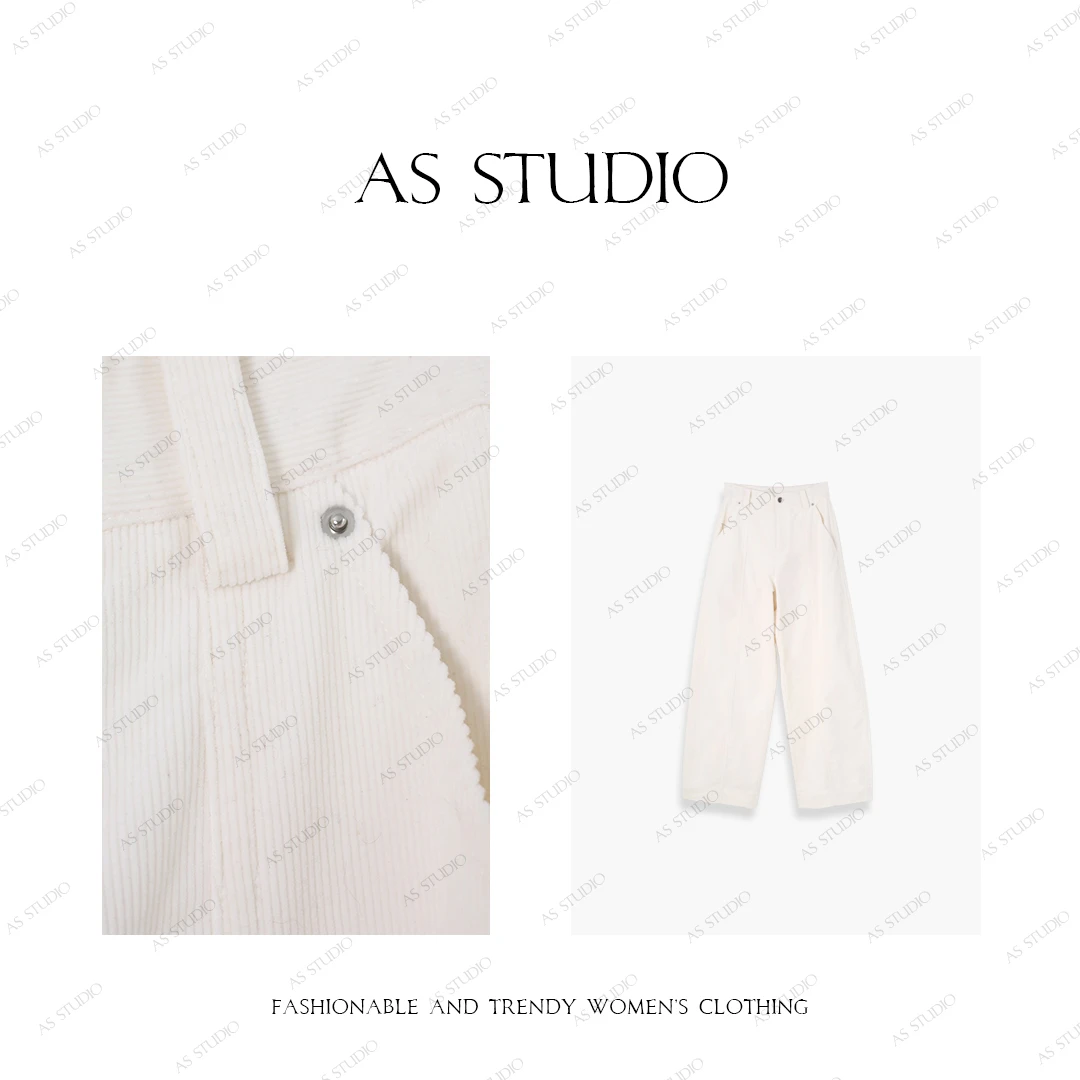 【AS时痕】25新立体中缝裁剪净版灯芯绒阔腿裤AS25QXXK02487