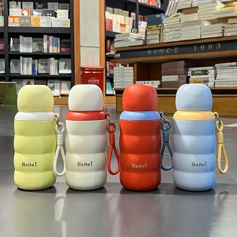 【晶晶乱炸拼手速】毛毛虫保温杯双饮不锈钢便携提绳水杯500ML