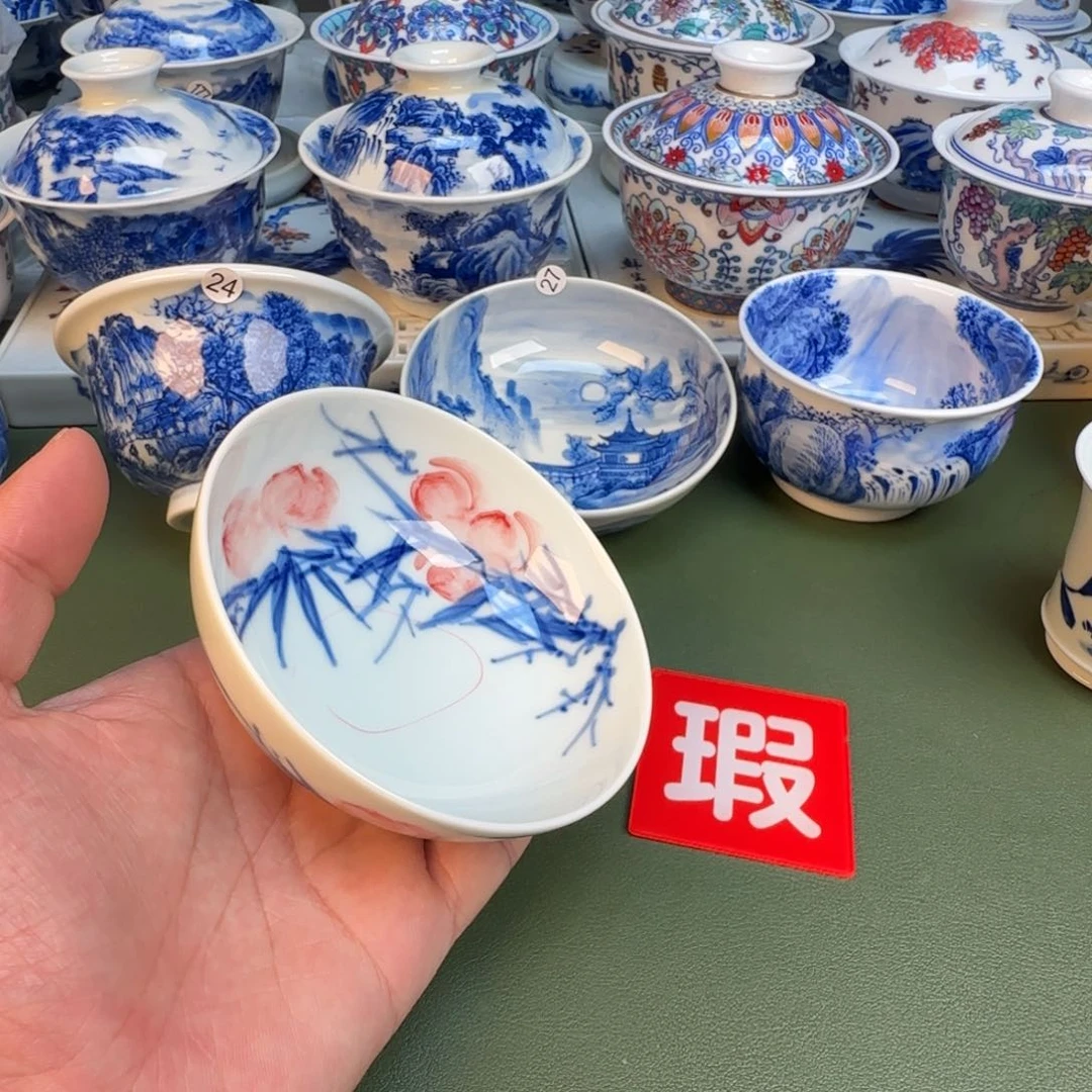 纯手工纯手绘茶具瑕疵开片42