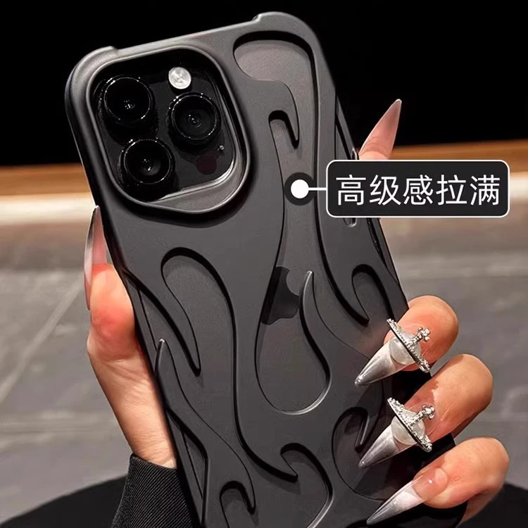 镂空火焰散热适用苹果16promax新款手机壳iPhone15磨砂13高级14套