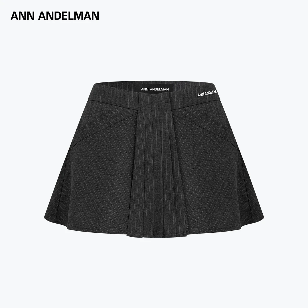 ANN ANDELMAN时尚短裙小香风高腰花苞短裙半身裙半裙系扣简约女装