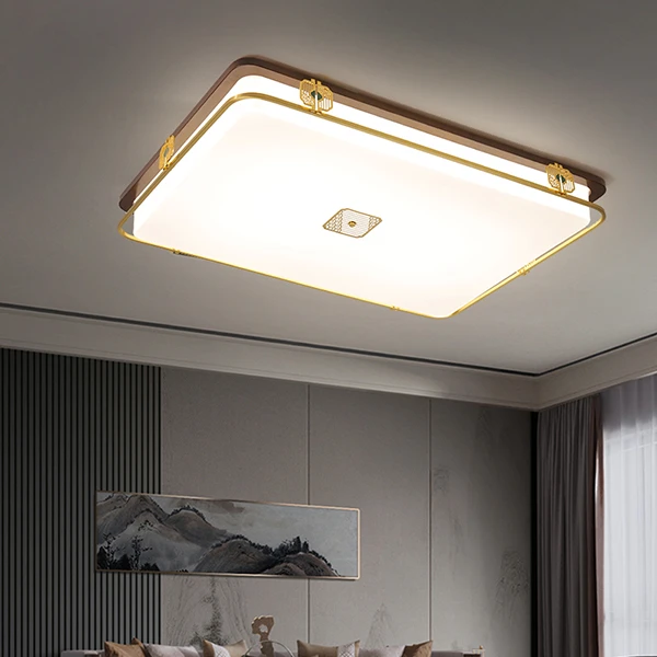 新中式铜加木客厅餐厅卧室全光谱护眼吸顶灯家用中式风格