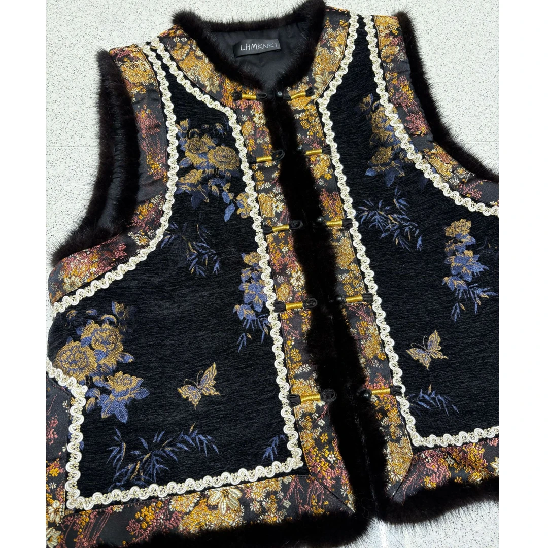 LHMknk1画报夫人原创自制高级水貂毛短外套 蝴蝶马甲合集