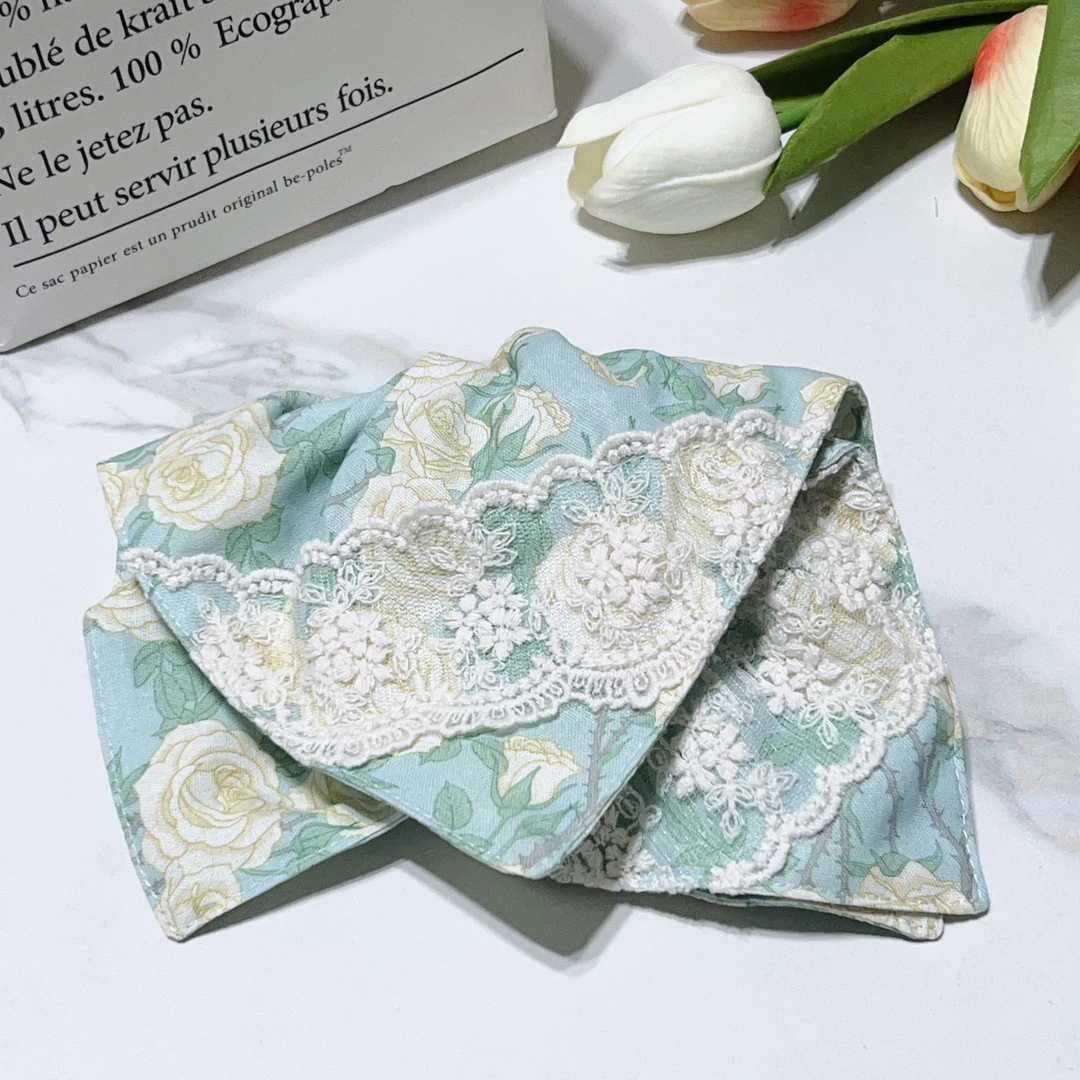 蓝玫瑰方巾（手作）