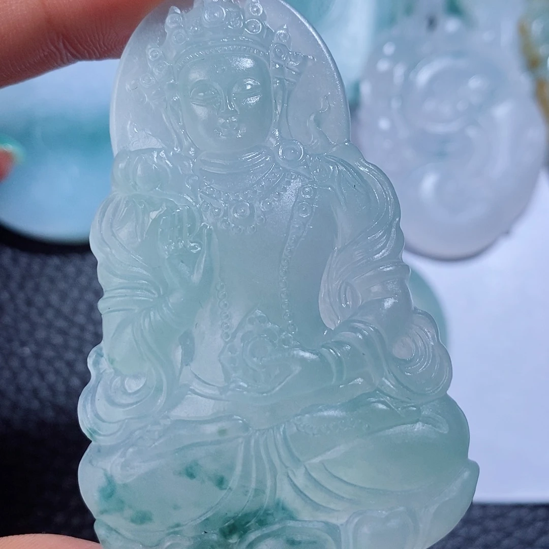 定制翡翠未镶嵌毛货付款后确认抛光