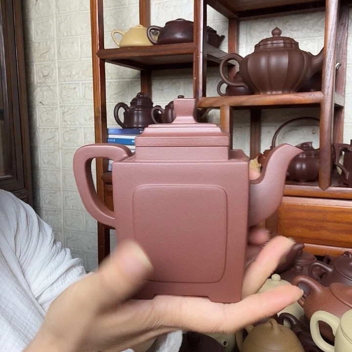 为***。茶壶紫砂方器350cc精工半手工