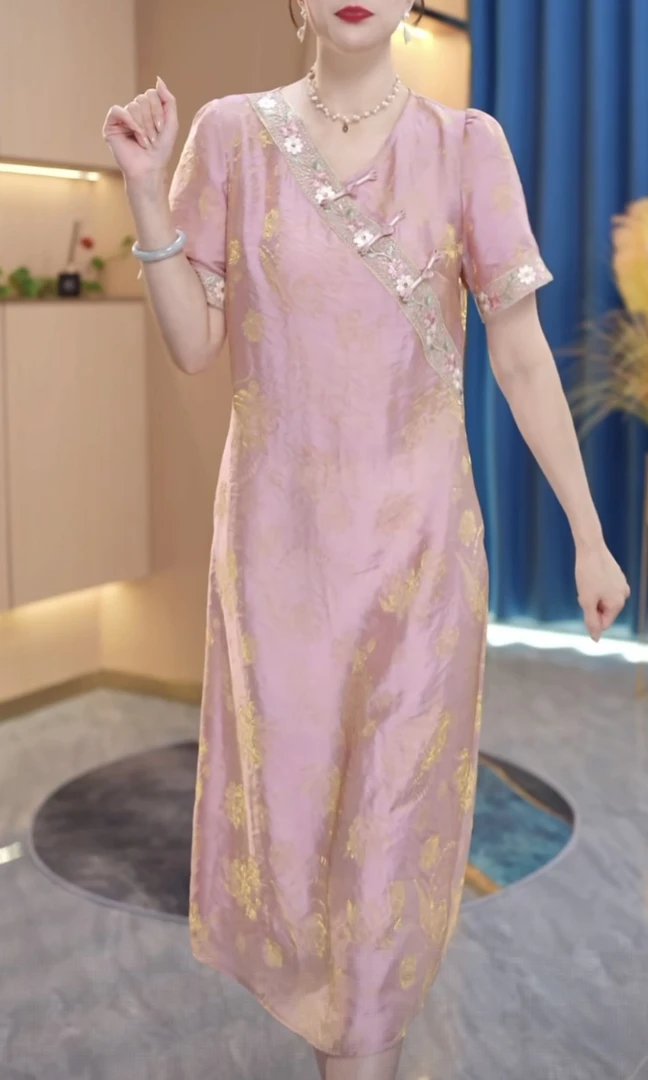 【连衣裙】2025夏季新款百搭气质时尚中长款连衣裙【967#】