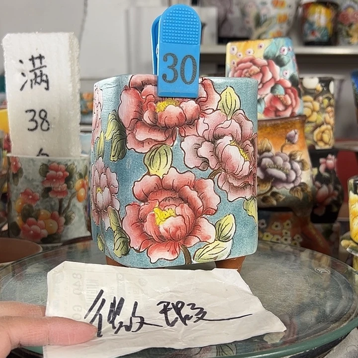 乐***6满38包邮 景德镇幸运花盆