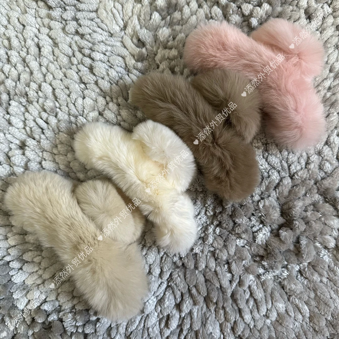 柔软蓬松獭兔毛毛绒大号抓夹女高级感鲨鱼夹子新款发夹后脑