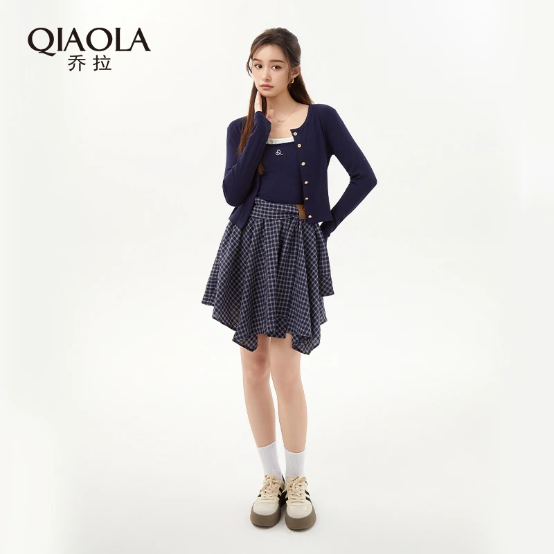 QIAOLA/乔拉【海德春日】春季新款针织弹力英伦风时尚百搭套装预售