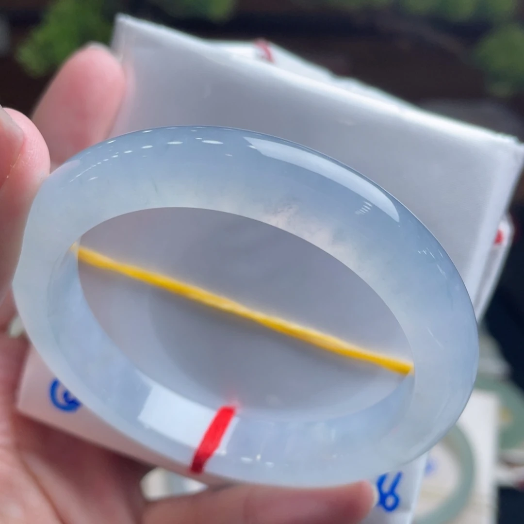 翡翠未镶嵌手镯54.8冰幻彩 冰胶 强推