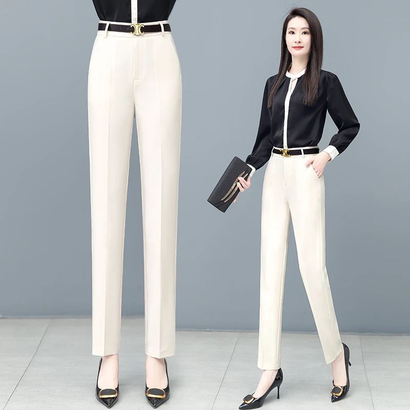 2025新款黑色西装裤女春夏秋直筒垂感小个子九分职业气质烟管西裤