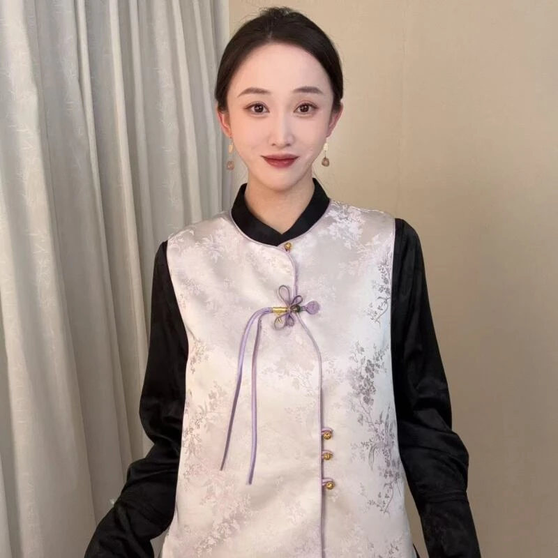 【嫣紫】2025新款新中式国风织金提花宋锦马甲LQ-57