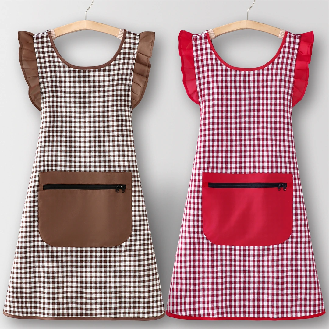 工厂车间围裙厨房家用棉布透气2025新款做饭工作服女餐饮上班专用