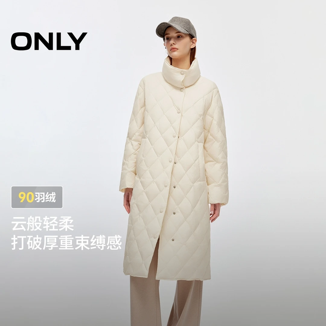 ONLY2025冬季新款90白鸭绒宽松轻薄长款羽绒服女|125412010