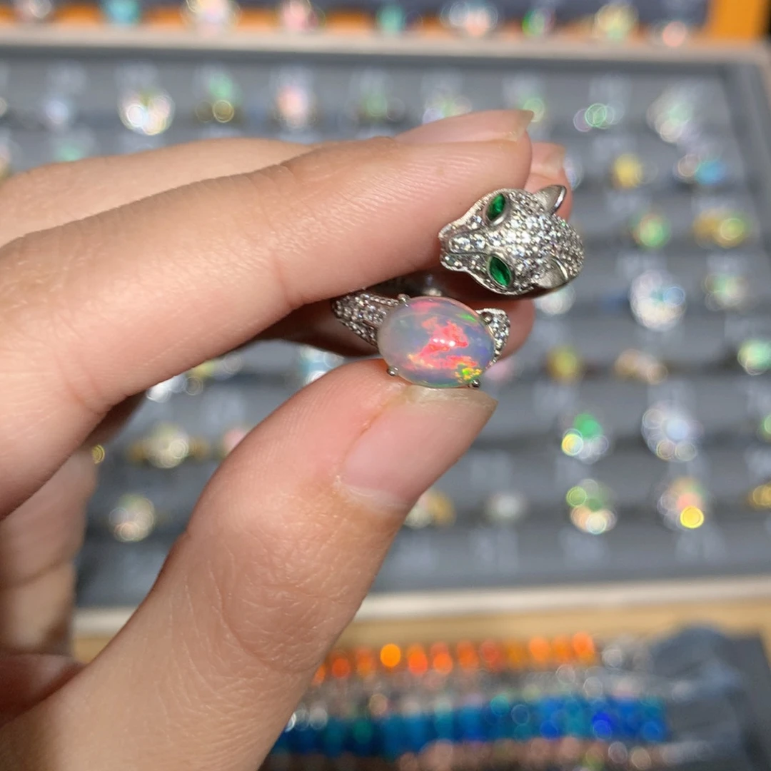 银S925镶嵌欧泊欧泊戒指y