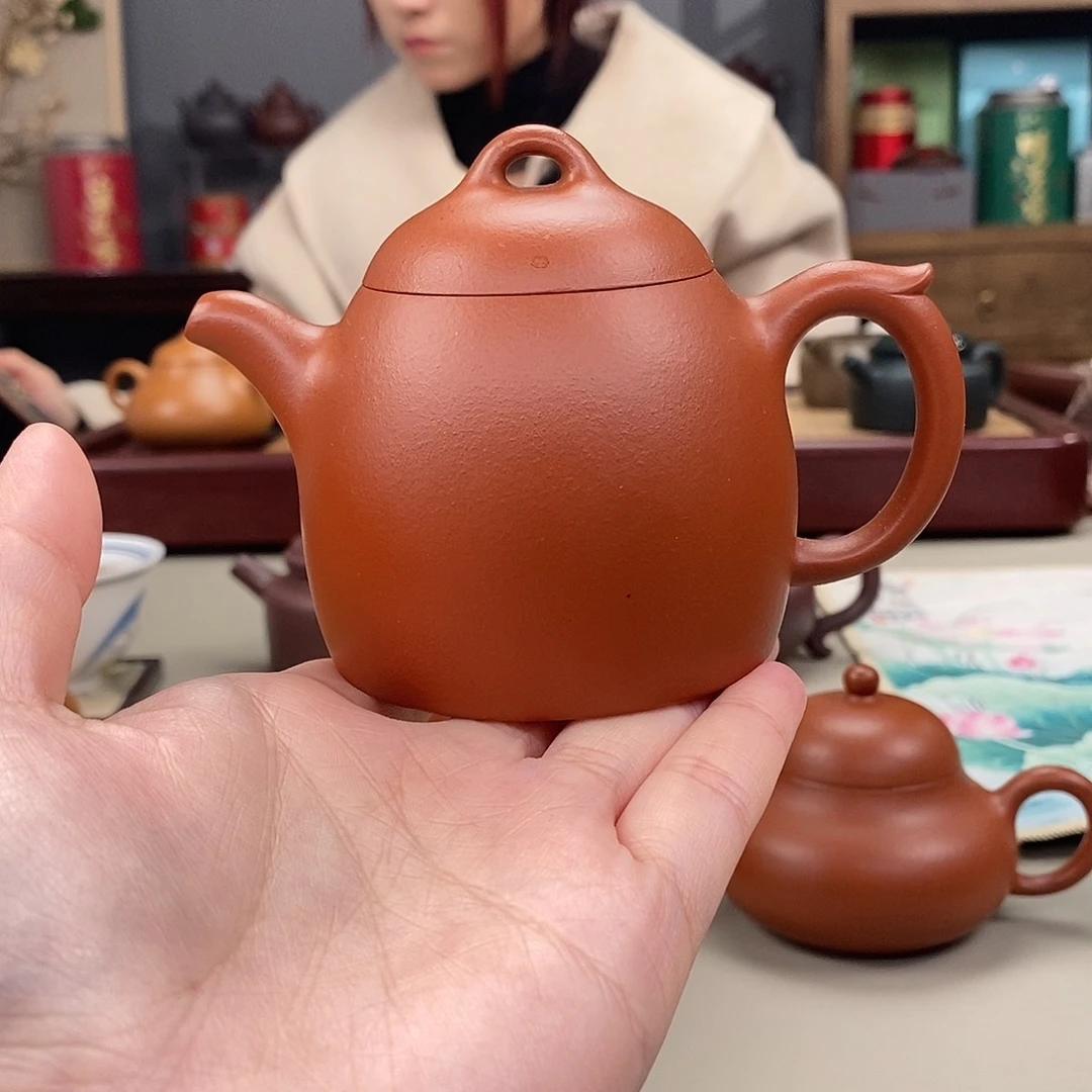 茶壶紫砂生砂朱泥秦权半手170cc