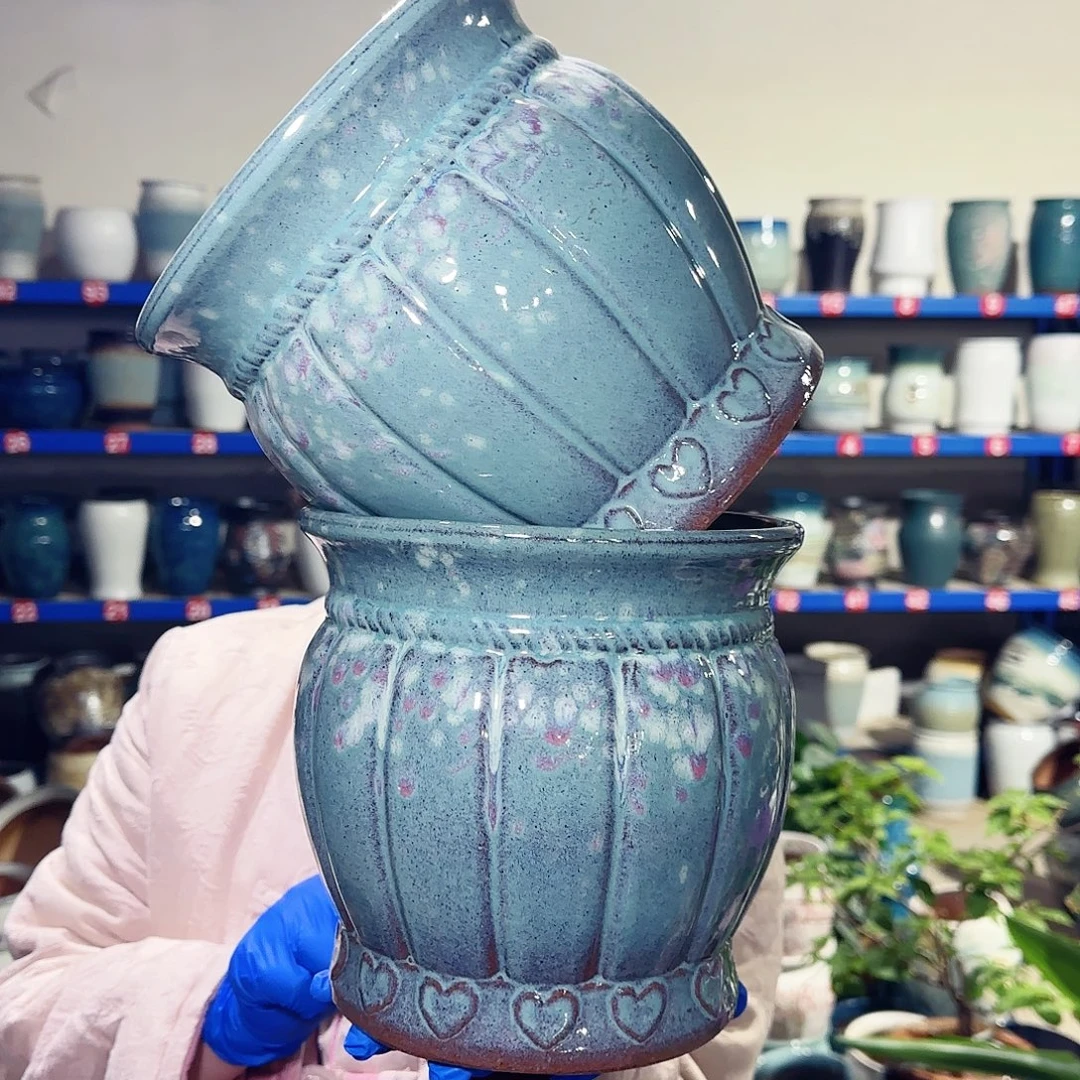 紫砂花盆高19口19