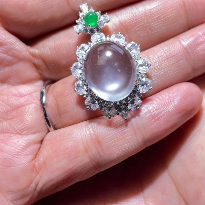 石英质玉银S925镶嵌颈饰