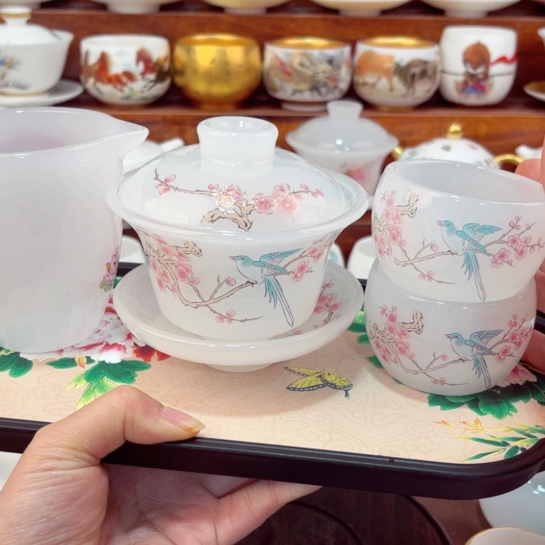 【闪购商品】高货羊脂玉瓷茶具