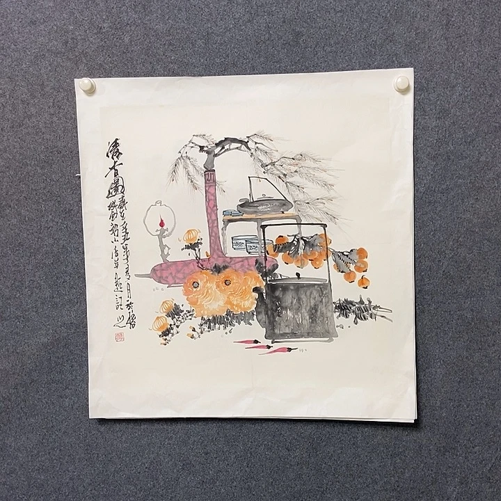 国画四尺斗方花鸟一幅