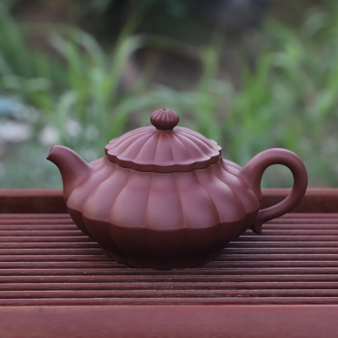 壶楼古居+筋纹合欢壶+240CC+黄龙山原矿紫泥+半手工制作+顺丰包邮