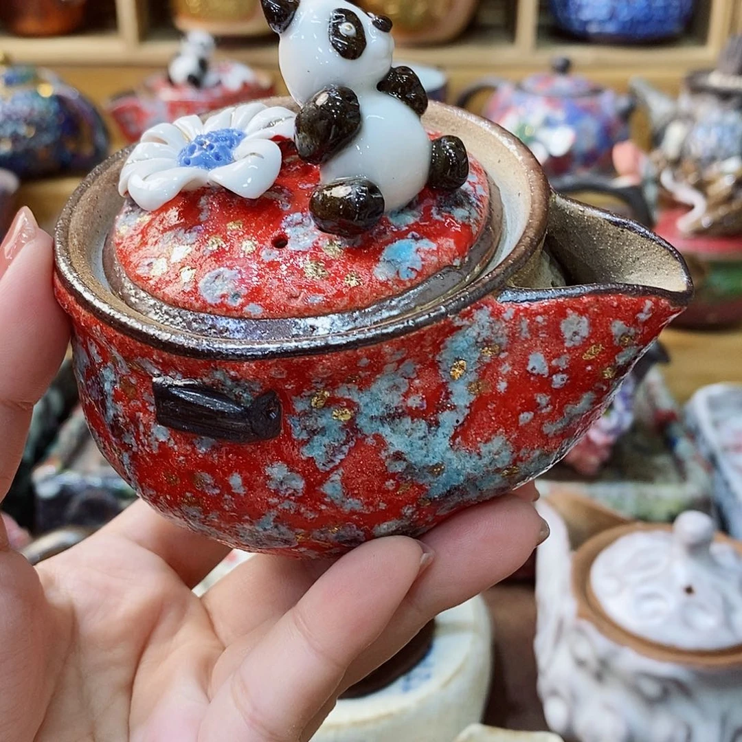 志野柴烧古喜茶器