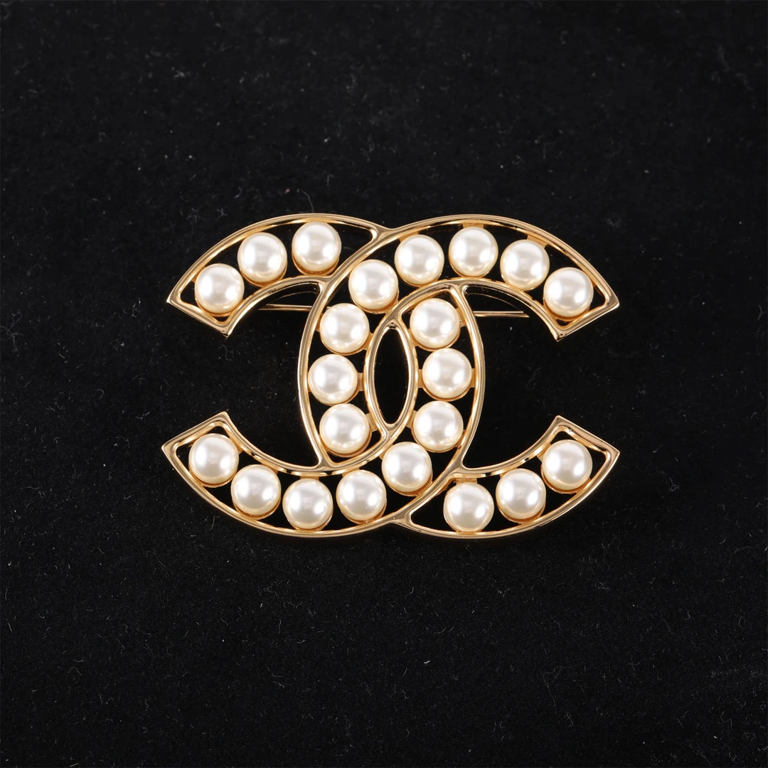99新 Chanel/香奈儿 花花 合金 23K 双C 珍珠 LOGO 胸针