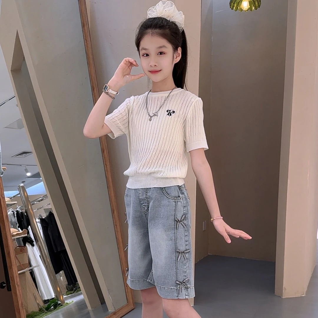 女童牛仔短裤2025夏装新款儿童夏季外穿休闲五分中裤女孩大童裤子