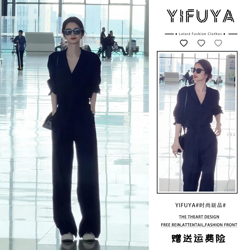 减龄气质翻领衬衫阔腿裤套装轻熟风休闲两件套早秋时尚高级感炸街