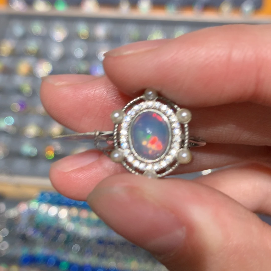 银S925镶嵌欧泊戒指t