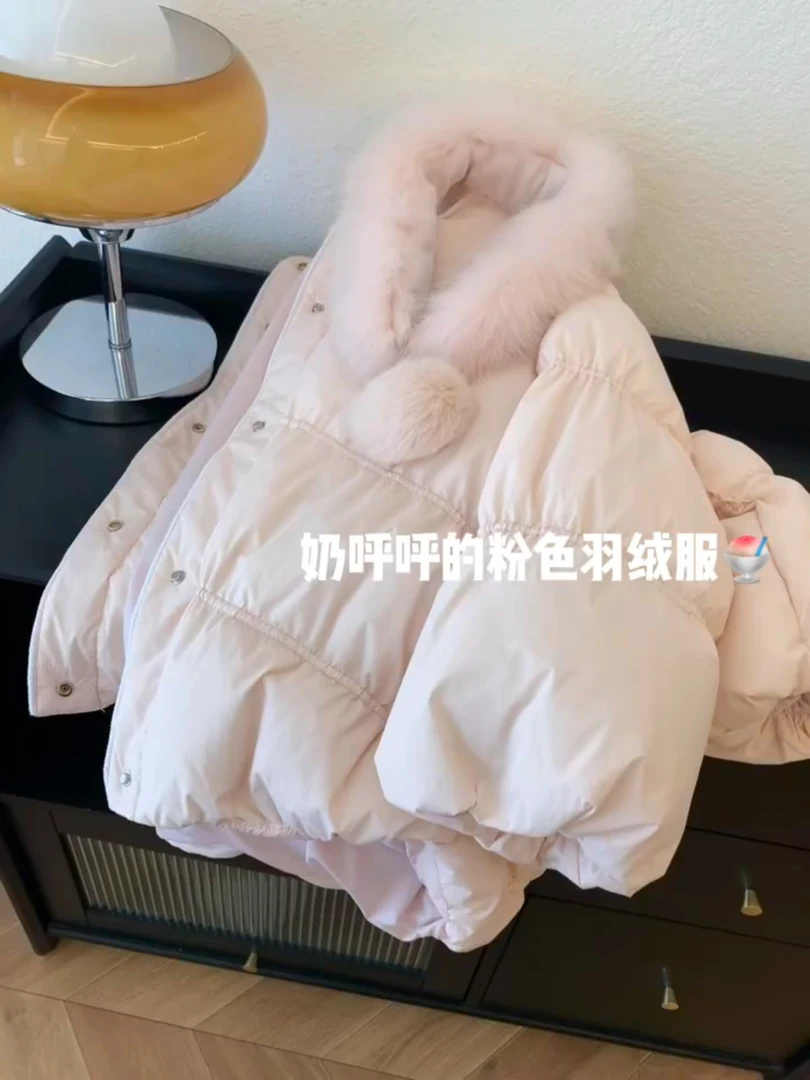 独特漂亮初冬厚外套粉色时尚泡芙棉服女冬季保暖面包服小个子棉袄