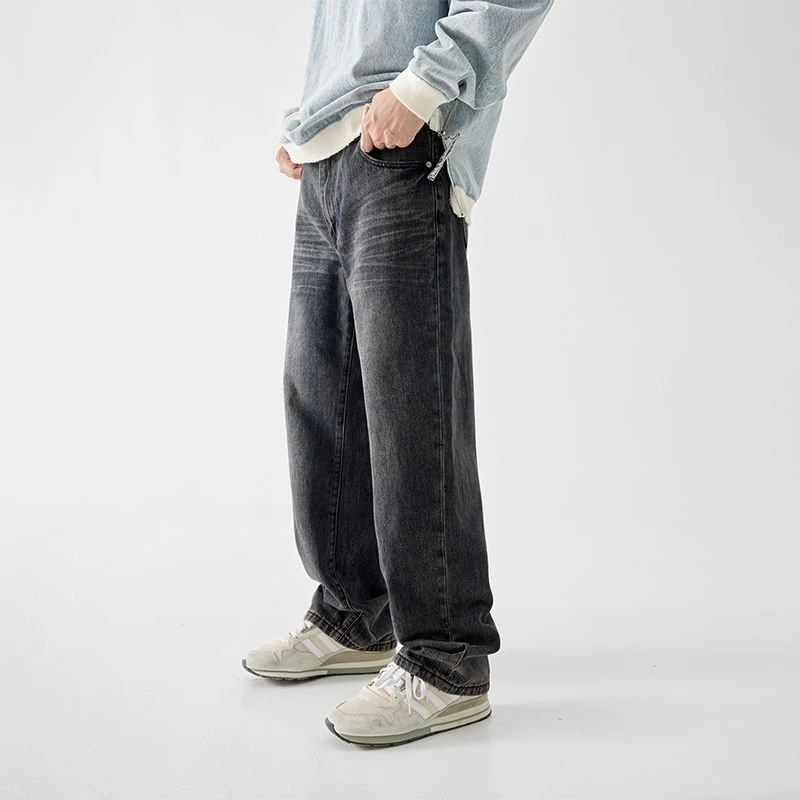 [黑蓝两色可选]男士宽松直筒无弹百搭牛仔裤