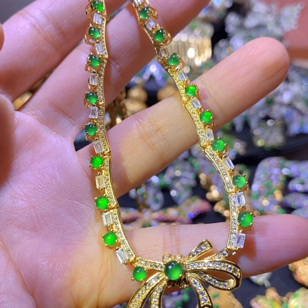 吊坠(不含链)银S925镶嵌翡翠