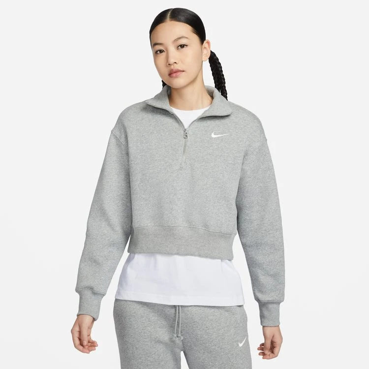 NIKE/耐克灰色女款圆领套头衫短款长袖时尚运动女士DQ5768-063